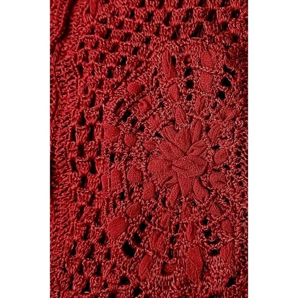 Vintage Jewel Red Parisian Open Knit Sweater Cottage Size Small Holiday Fairy - Picture 10 of 10